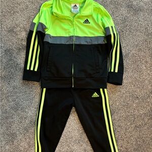 Adidas Lime Green Zip-Up warm up suit